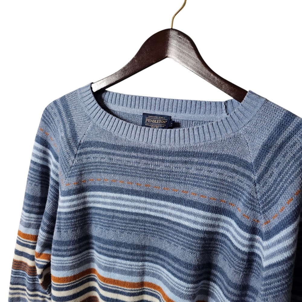 Pendleton Blue Aztec Print Large Crew Neck Womens… - image 3